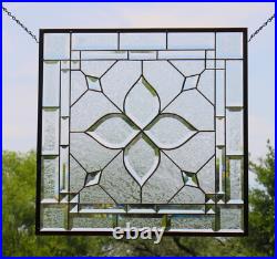 Stained glass window hanging, panel Square 21.75 3SQFT Handmade MADE TO ORDER