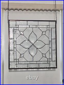 Stained glass window hanging, panel Square 21.75 3SQFT Handmade MADE TO ORDER