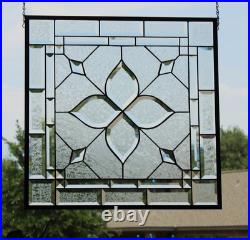 Stained glass window hanging, panel Square 21.75 3SQFT Handmade MADE TO ORDER