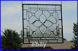 Stained glass window hanging, panel Square 21.75 3SQFT Handmade in USA beveld