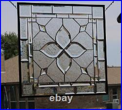 Stained glass window hanging, panel Square 21.75 3SQFT Handmade in USA beveld