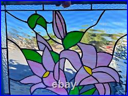Stargazer Lilies Leaded Stained Glass Suncatcher or Window Panel