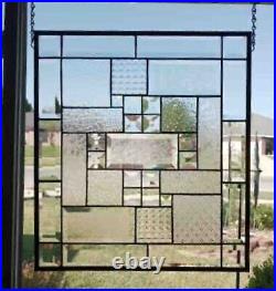 Study In Clear-, Stained Glass Window Panel-19 3/8 x 17 1/2 HMD-US