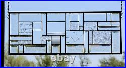 Study In Clear-Transom, Stained Glass Window Panel-24.5x 9.5 HMD-US