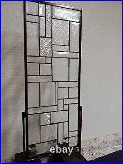 Study In Clear-Transom, Stained Glass Window Panel-24.5x 9.5 HMD-US