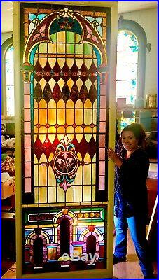Stunning Antique Leaded Stained Glass Church Window Circa 1903