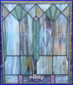 Super Antique Victorian Art Deco Leaded Slag Stained Glass Window