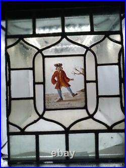 THE SKATER A RARE MUSEUM QUALITY 17th C. FLEMISH STAINED GLASS WINDOW PANEL