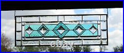 Tango in Teal, Beveled Jeweled Stained Glass Panel, Window Hanging HMD-US-? 30 ½