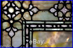Tiffany Or Rudy Bros Opalescent Jeweled Carbochons Stained Leaded Glass Window