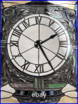 Tiffany Style Stained Glass Window Clock 24x18 Quoizel