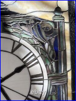 Tiffany Style Stained Glass Window Clock 24x18 Quoizel