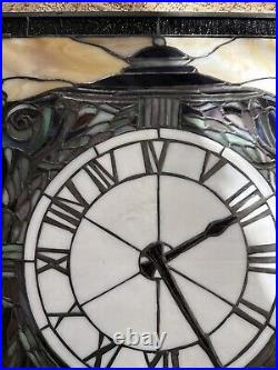 Tiffany Style Stained Glass Window Clock 24x18 Quoizel