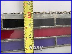 Tiffany Style Stained Glass Window Panel Spot Welded Frame 24X 12 Inches