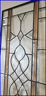Touch of Amber- Beveled Transom Stained Glass Window Panel-32 1/2x12 1/2HMD-US