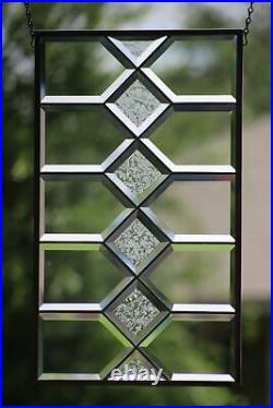 Traditional Beveled Stained Glass Window Panel- 21 7/8x13