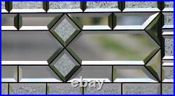 Traditional Clear and Beveled Stained Glass Window Panel, Hanging 29 1/4 x 13