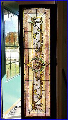 Tremendous Pittsburgh Mansion Antique Stained Glass Great Window, 59 Jewels