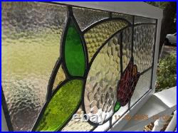 Tulip Pattern Set 2 Leaded Stained-Glass Windows Reframed 23 X 14 3/8 0 S&H