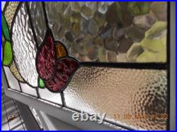 Tulip Pattern Set 2 Leaded Stained-Glass Windows Reframed 23 X 14 3/8 0 S&H