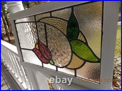 Tulip Pattern Set 2 Leaded Stained-Glass Windows Reframed 23 X 14 3/8 0 S&H