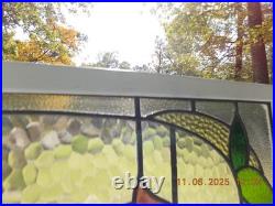 Tulip Pattern Set 2 Leaded Stained-Glass Windows Reframed 23 X 14 3/8 0 S&H