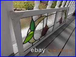 Tulip Pattern Set 2 Leaded Stained-Glass Windows Reframed 23 X 14 3/8 0 S&H