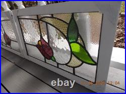 Tulip Pattern Set 2 Leaded Stained-Glass Windows Reframed 23 X 14 3/8 0 S&H