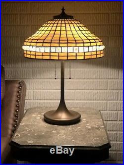 Unique Art Glass Leaded Stained Glass Rare Jeweled Lamp Handel Tiffany Era