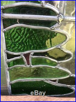 Unique Stained Leaded Glass Window Door Antique-birds Trees Nature Gorgeous