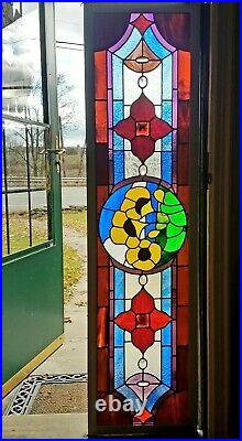 VERY NICE LARGE VINTAGE STAINED GLASS WINDOW 1960s
