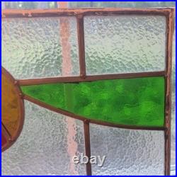 VICTORIAN ENGLISH LEADED STAINED GLASS SASH WINDOW 1920s Vintage 24W x 16H