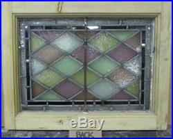 VICTORIAN ENGLISH LEADED STAINED GLASS WINDOW Bordered Diamond Lead 21 x 16.25