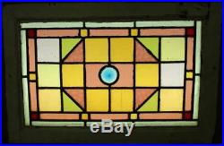 VICTORIAN ENGLISH LEADED STAINED GLASS WINDOW Colorful Victorian 23.25 x 15.5