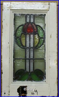 VICTORIAN ENGLISH LEADED STAINED GLASS WINDOW Pretty Floral 13.5 x 22.75