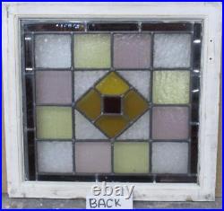 VICTORIAN ENGLISH LEADED STAINED GLASS WINDOW Simple Geometric 19 x 17.5