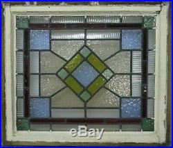 VICTORIAN ENGLISH LEADED STAINED GLASS WINDOW Stunning Geometric 23.5 x 20