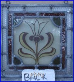 VICTORIAN ENGLISH LEADED STAINED GLASS WINDOW Unframed w Hooks 9 1/2 x 9 3/4 VICTORIAN ENGLISH LEADED STAINED GLASS WINDOW Unframed w Hooks 9 1/2 x 9 3/4