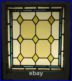 VICTORIAN ENGLISH STAINED GLASS WINDOW Simple Geometric 20.5 x 24