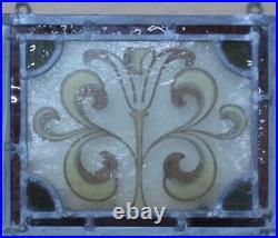 VICTORIAN HAND PAINTED LEADED STAINED GLASS WINDOW Unframed w Hooks 9 3/4 x 8 VICTORIAN HAND PAINTED LEADED STAINED GLASS WINDOW Unframed w Hooks 9 3/4 x 8