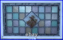 VICTORIAN HAND PAINTED OLD ENGLISH LEADED STAINED GLASS WINDOW 35 1/4 x 21 3/4