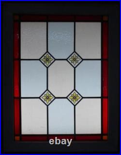 VICTORIAN OLD ENGLISH HANDPAINTED LEADED STAINED GLASS WINDOW 20 1/4 x 25 1/2