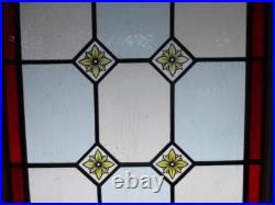 VICTORIAN OLD ENGLISH HANDPAINTED LEADED STAINED GLASS WINDOW 20 1/4 x 25 1/2