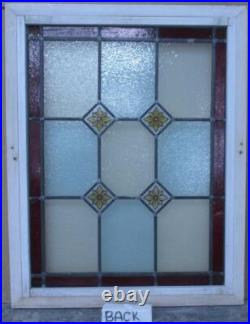 VICTORIAN OLD ENGLISH HANDPAINTED LEADED STAINED GLASS WINDOW 20 1/4 x 25 1/2