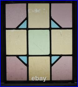 VICTORIAN OLD ENGLISH LEADED STAINED GLASS WINDOW Unframed w Hooks10.5 X 12.25
