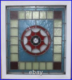 VICTORIAN OLD ENGLISH STAINED GLASS WINDOW Abstract Geometric 23.25 x 26.25