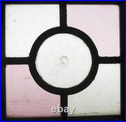 VICT. BULLSEYE OLD ENGLISH LEADED STAINED GLASS WINDOW Unframed w Hooks7.5 X7.5
