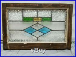 VINTAGE-Leaded-Stained-Pebble GLASS ARCHITECTURAL SALVAGE WINDOW 21 x 12