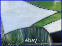 VINTAGE STAINED GLASS WINDOW 23 1/4 x 19 5/8 8000 Sq Ft HOME SAVE NEW