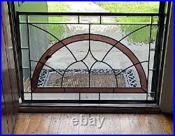 VINTAGE STAINED LEADED BEVELED GLASS WINDOW, 1960s NO CRACKS